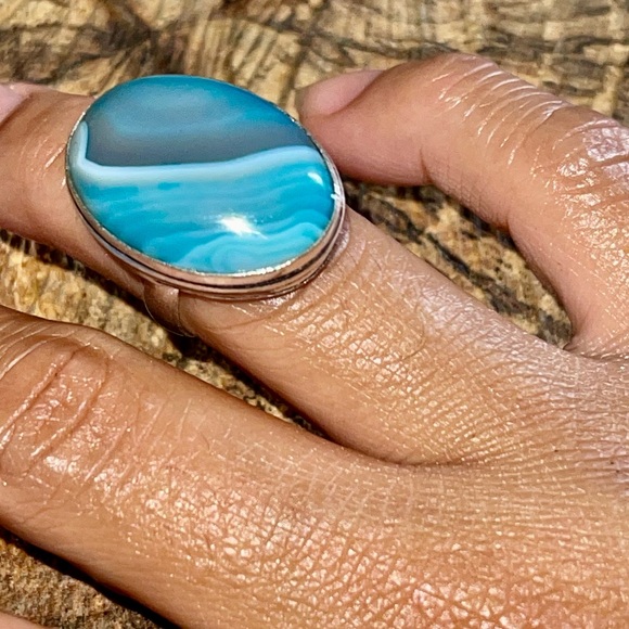 Banded Lace Agate Ring Size 6 1/4 - Picture 2 of 7